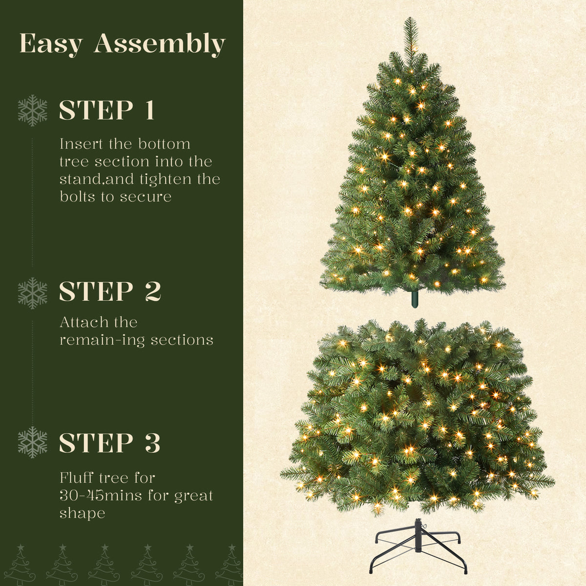 DRNEWI 4.5ft Pre-Lit Artificial Christmas Tree with 120 Warm White Lights and 450 Tips for Living Room and Party Decor
