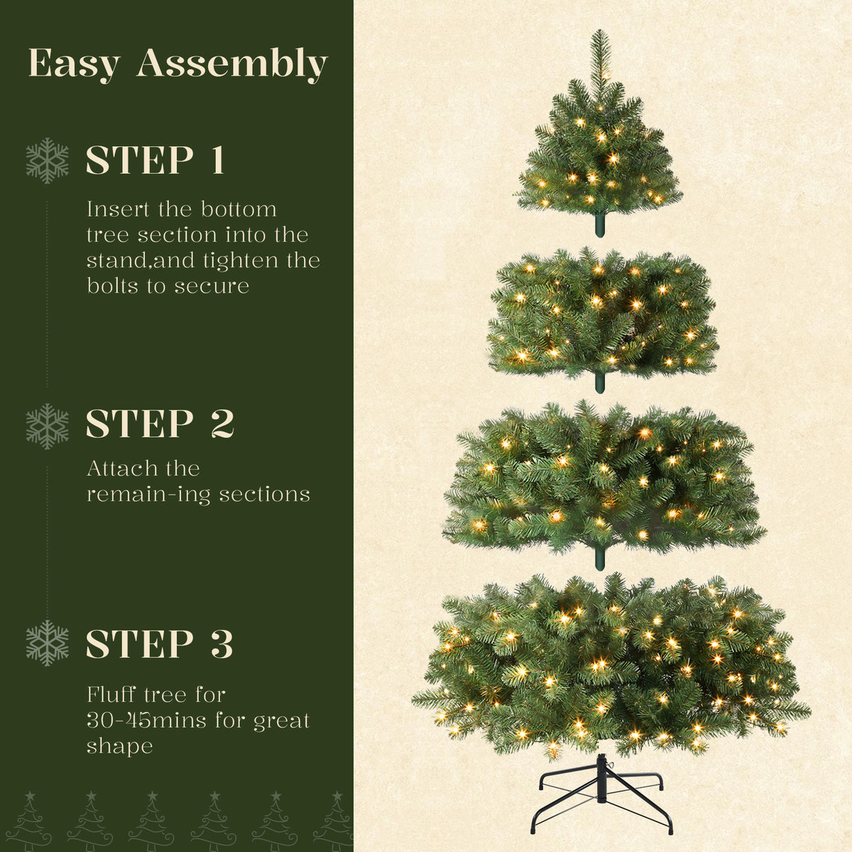 DRNEWI 9ft Pre-Lit Artificial Christmas Tree with 580 Warm White Lights and 2400 Tips for Living Room and Party Decor