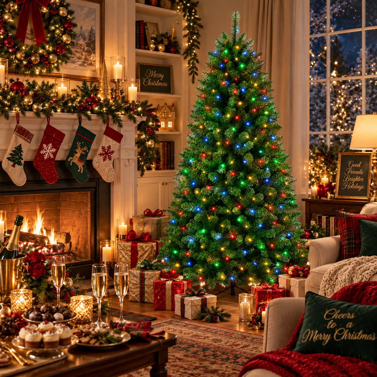 DRNEWI 5.5ft Prelit Artificial Christmas Tree w/ Remote Control and Warm White & Color Changing Lights
