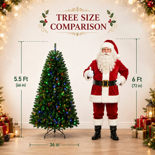 DRNEWI 5.5ft Prelit Artificial Christmas Tree w/ Remote Control and Warm White & Color Changing Lights
