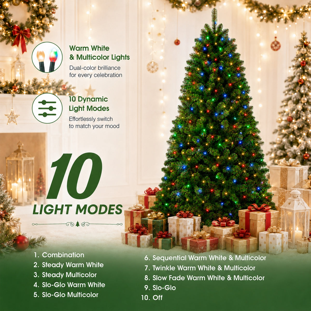 DRNEWI 5.5ft Prelit Artificial Christmas Tree w/ Remote Control and Warm White & Color Changing Lights